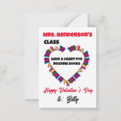 ハートの読書教師のバレンタイン授業 ノートカード (正面)