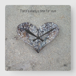 ハートの貝の時計を開けて下さい スクエア壁時計