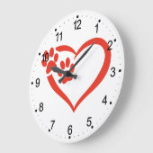 ハートの赤いページ – 背景色を選択 ラージ壁時計 (傾斜)