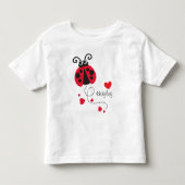 ハートの赤い名前Tシャツを飛ぶヒメムシ トドラーTシャツ (正面)