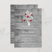 ハートの赤い木の結婚前お披露目招待状 招待状 (正面/裏面)