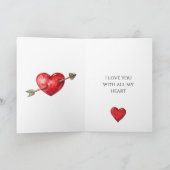 ハートの赤い矢印の愛 カード (内部)