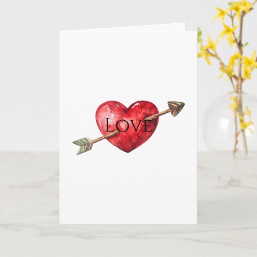 ハートの赤い矢印の愛 カード (黄色い花)