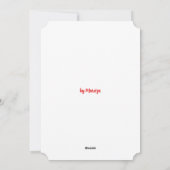 ハートの赤い飾りが付いたバレンタインデーのストライプカード(中身が白) シーズンカード (裏面)