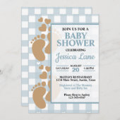 ハートの赤ちゃんの足跡 シャワーの招待状 招待状 (正面/裏面)