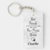 ハートの足跡ペット犬メモリアル キーホルダー (正面)