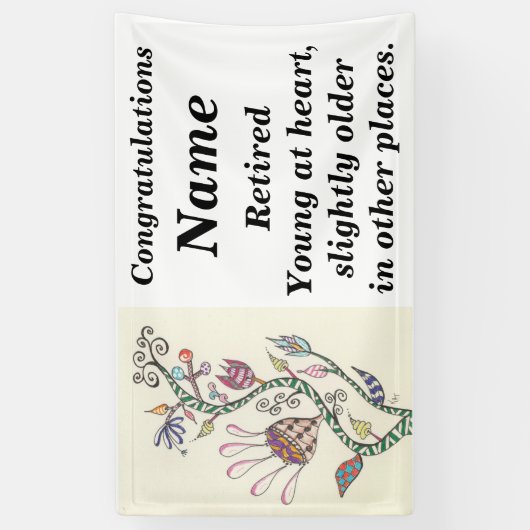 ハートの退職パーティーの若者 横断幕 (縦)