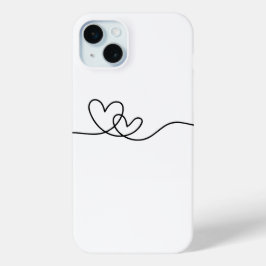 ハートの連続線画のスマホケース iPhone 15 MINIケース