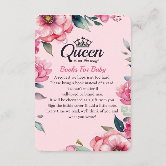 ハートの遊カードのベビー用ピンクの本の女王 エンクロージャーカード (裏面)