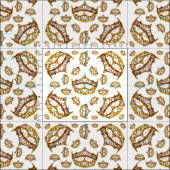 ハートの金ゴールドの王冠およびティアラの生地の女王 ファブリック (タイル)