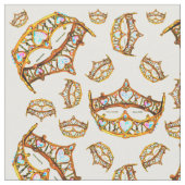 ハートの金ゴールドの王冠およびティアラの生地の女王 ファブリック (クローズアップ)