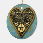 ハートの金ゴールドギアスチームパンクヴィンテージ セラミックオーナメント (左)
