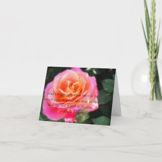 ハートの金ゴールドバラと引用文 カード (正面)