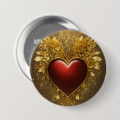 ハートの金ゴールドボタン» 缶バッジ (正面&裏面)