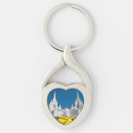 ハートの金属のKeychain歪んだサンディエゴの寺院 キーホルダー