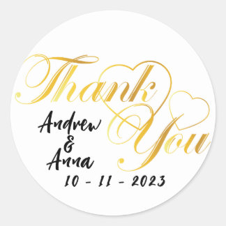 ハートの金色の感謝 ラウンドシール