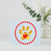 ハートの金色の肉球 ポストカード (スタンド正面)