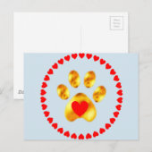 ハートの金色の肉球 ポストカード (正面/裏面)