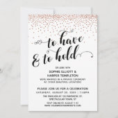 ハートの銅色コンフェッティーパーティー 招待状 (正面)