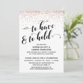 ハートの銅色コンフェッティーパーティー 招待状 (スタンド正面)