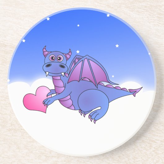 ハートの雲のかわいく青い紫色のドラゴンの飛行 コースター (正面)