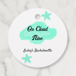 ハートの雲の上でパステルグリーンの雲と星の独身最後の夜 フェイバータグ