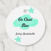 ハートの雲の上でパステルグリーンの雲と星の独身最後の夜 フェイバータグ (裏面)