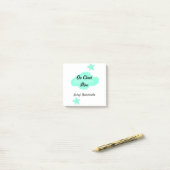 ハートの雲の上でパステルグリーンの雲と星の独身最後の夜 ポストイット (デスク上)