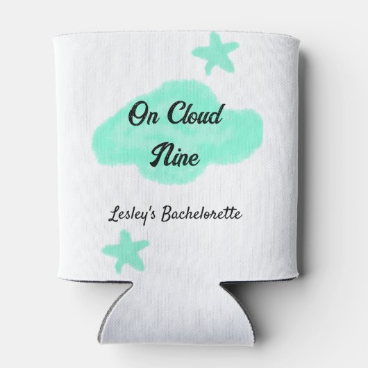 ハートの雲の上でパステルグリーンの雲と星の独身最後の夜 缶クーラー (裏面)