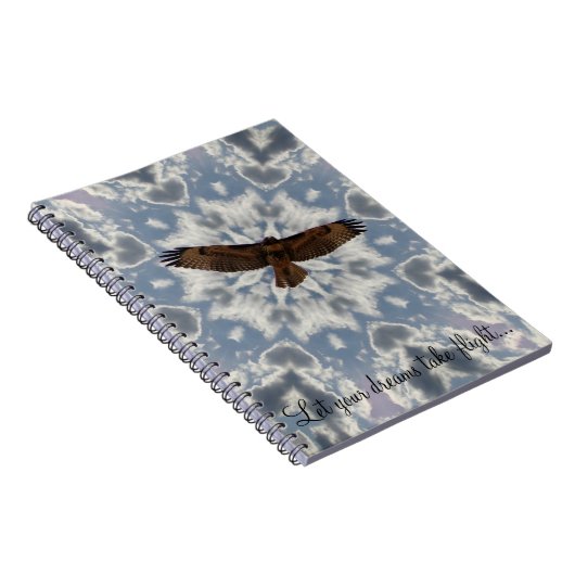 ハートの雲の赤によって後につかれるタカの夢ジャーナル ノートブック (右側)