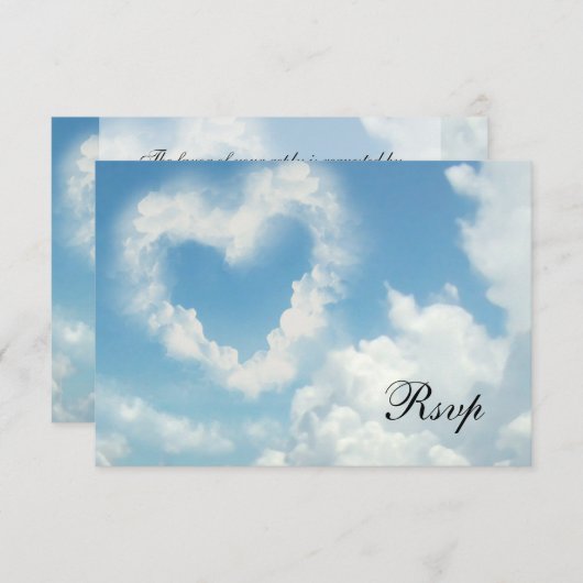 ハートの雲の青い空ロマンチックな愛 出欠カード (正面/裏面)