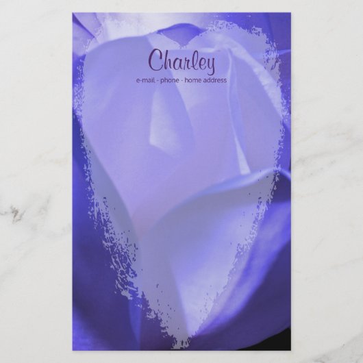 ハートの青いマグノリアの花 – パーソナライズされた - 便箋 (正面)