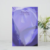 ハートの青いマグノリアの花 – パーソナライズされた - 便箋 (スタンド正面)