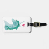 ハートの青いユニコーンの魔法 ラゲッジタグ (正面横)