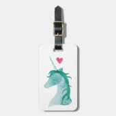 ハートの青いユニコーンの魔法 ラゲッジタグ (正面縦)
