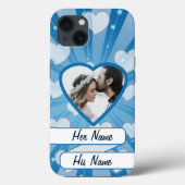 ハートの青い爆発、カスタムフォトフレーム Case-Mate iPhoneケース (裏面)