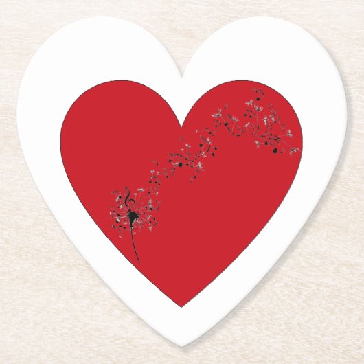 ハートの音符、紙コースター ペーパーコースター (正面)