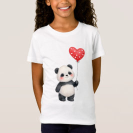 ハートの風船を持つかわいいパンダ Tシャツ