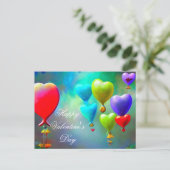 ハートの風船 バレンタイン ポストカード (スタンド正面)