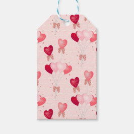 ハートの風船、赤とピンク、バレンタインデーの幸せなメッセージ ギフトタグ