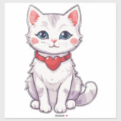 ハートの首輪をした子猫のイラストがキュート シール (シート)