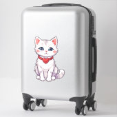ハートの首輪をした子猫のイラストがキュート シール (スーツケース)