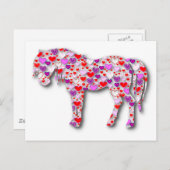 ハートの馬のピンク-郵便はがき ポストカード (正面/裏面)