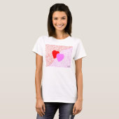 ハートの驚きの女性の白いTシャツ Tシャツ (正面フル)