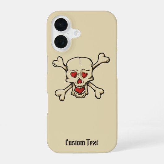 ハートの髑髏 iPhone 16ケース (裏面)