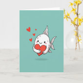 ハートの魚の愛カード カード (黄色い花)