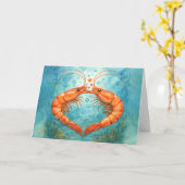 ハートの魚の記念日キス カード (黄色い花)