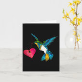 ハートの鳥愛好家デザインアートの可愛いハミングバード カード (黄色い花)