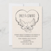 ハートの鳩の結婚式 招待状 (正面)