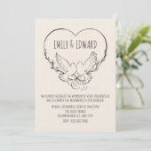 ハートの鳩の結婚式 招待状 (スタンド正面)